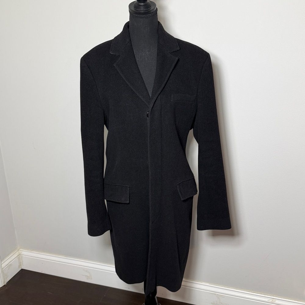 Club Monaco Men's Black Wool Cashmere Overcoat Long Blazer Coat Jacket